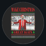 Funny Daddys Zuhause Trump Ugly Christmas Sweater  Runder Aufkleber<br><div class="desc">Funny Daddys Zuhause Trump Ugly Christmas Sweater Xmas</div>