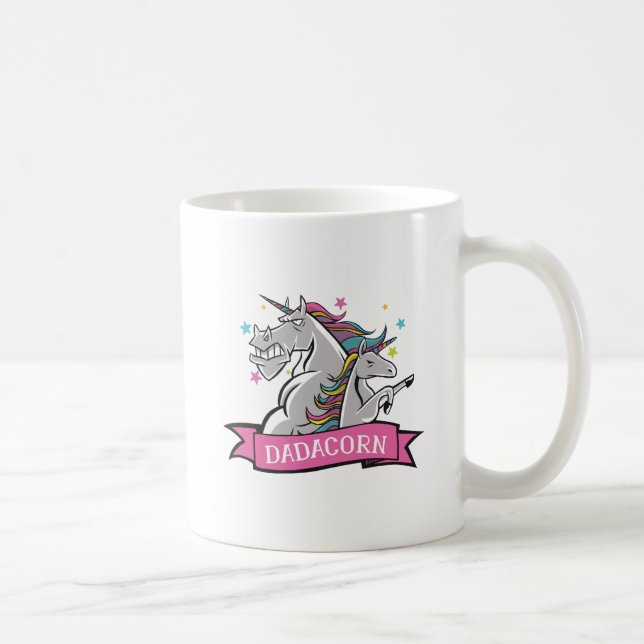 Funny Dadicorn Unicorn Vater und Kid Gift Graphics Kaffeetasse (Rechts)