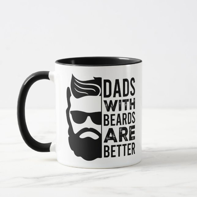 Funny Dads with Beards Quote Black Graphic Mug Tasse (Links)