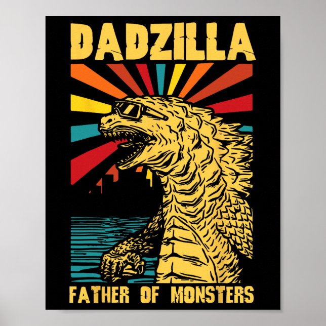 Funny Dadzilla Vater der Monster Vintager Tod Poster (Vorne)