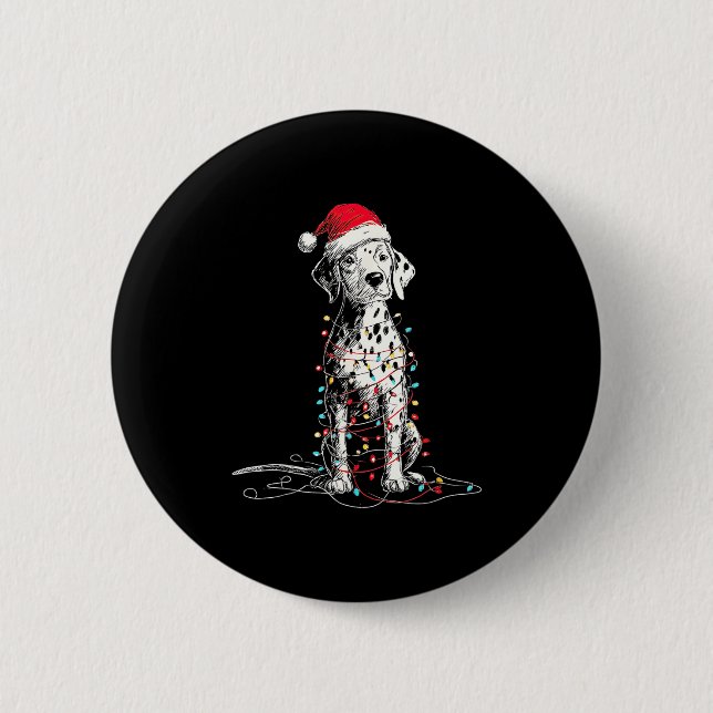 Funny Dalmatian Christmas Graphics Dog Lights Love Button (Vorderseite)