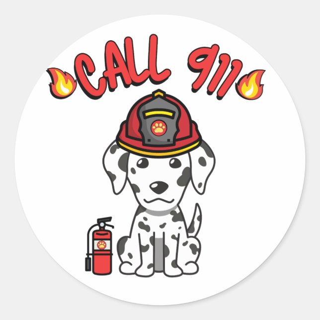 Funny Dalmatiner ist ein Feuerwehrhund Runder Aufkleber (Vorderseite)