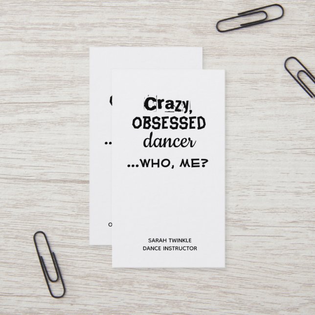 Funny Dance Instructor Business Cards Crazy Dancer Visitenkarte (Vorderseite/Rückseite Beispiel)
