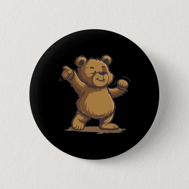 Funny Dancing Brown Bär für Liebhaber Button (Vorderseite)