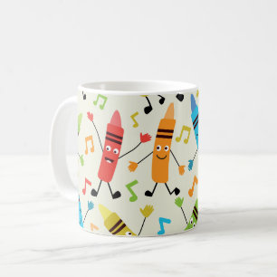Funny Dancing Crayons mit Musiknoten Lehrer Kaffeetasse