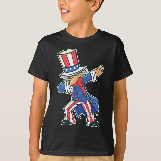 Funny Dancing Dabbing Uncle Sam 4. Juli Jungs G T-Shirt (Vorderseite)