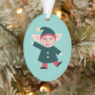Funny Dancing Elf Foto Ornament