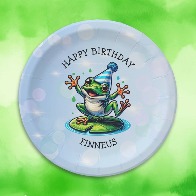 Funny Dancing Frog Personalisiert Geburtstag Pappteller (Von Creator hochgeladen)