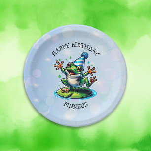 Funny Dancing Frog Personalisiert Geburtstag Pappteller