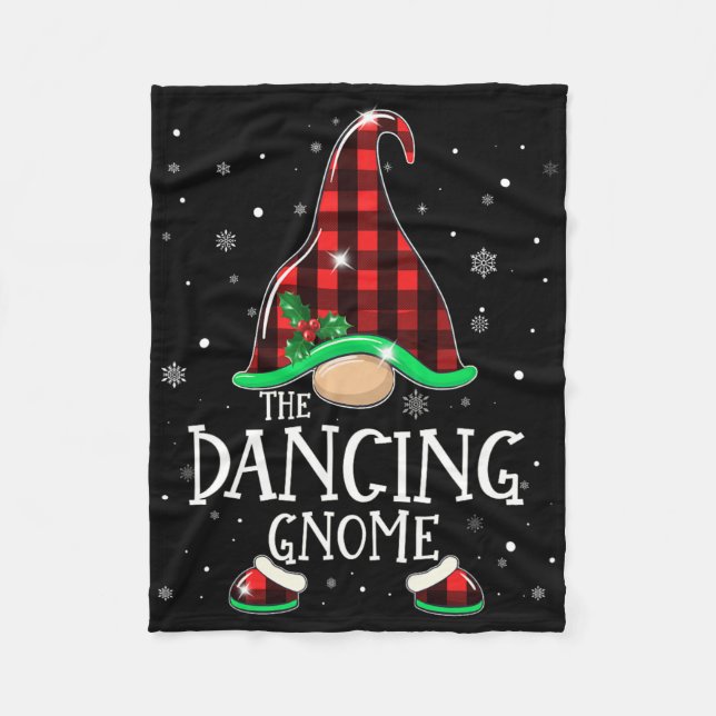Funny Dancing Gnome Buffalo Kariert Matching Chris Fleecedecke (Vorderseite)