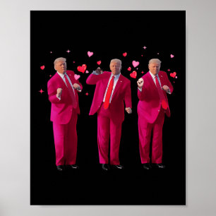 Funny Dancing Heart Kiss Valentine Poster