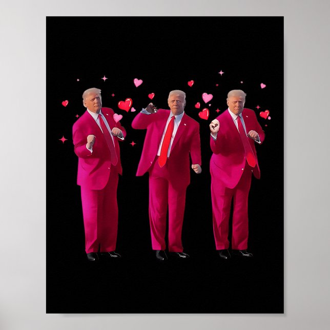 Funny Dancing Heart Kiss Valentine Poster (Vorne)