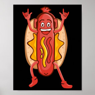 Funny Dancing Hot Dog Design for Kids Boys Girls H Poster
