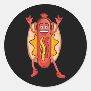 Funny Dancing Hot Dog Design for Kids Boys Girls H Runder Aufkleber