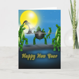 Funny Dancing Limbo ing Turtles Happy New Year Car Feiertagskarte