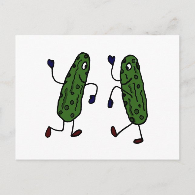 Funny Dancing Pickles Art Postkarte (Vorderseite)