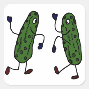 Funny Dancing Pickles Art Quadratischer Aufkleber
