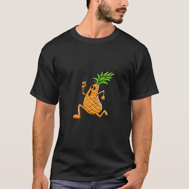 Funny Dancing Pineapple Cartoon Character T-Shirt (Vorderseite)