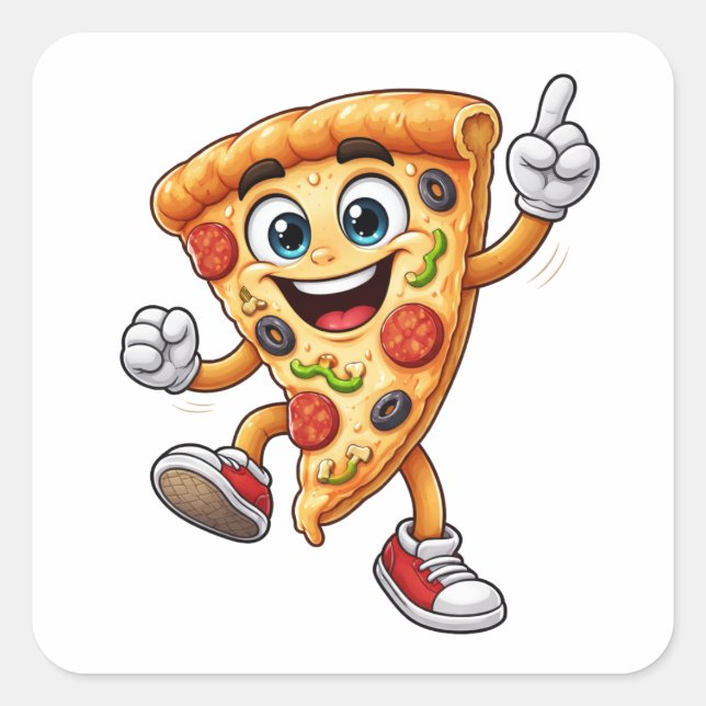 Funny Dancing Pizza Slice Cartoon Sticker (Vorderseite)
