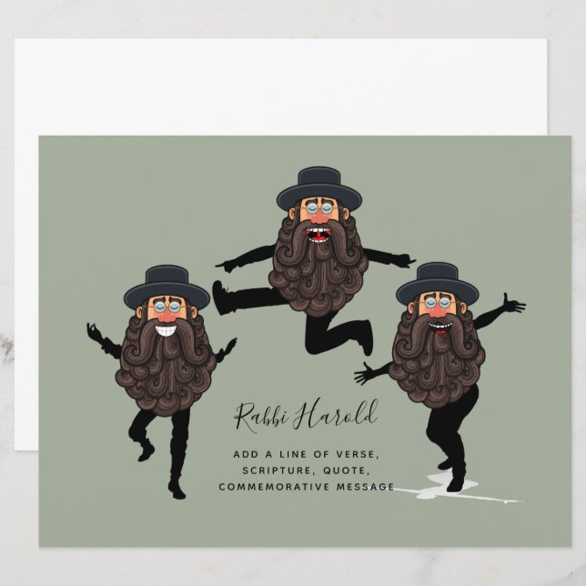 FUNNY Dancing RABBI Personalisiert mit Text (Vorne/Hinten)