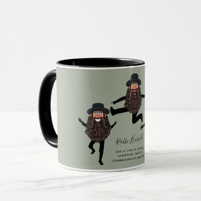 FUNNY Dancing RABBI Personalisiert mit Text Tasse (Vorderseite Links)