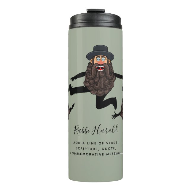 FUNNY Dancing RABBI Personalisiert mit Text Thermosbecher (Vorderseite)