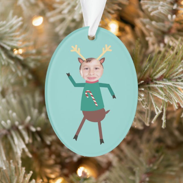 Funny Dancing Rentier Foto Ornament (Baum)