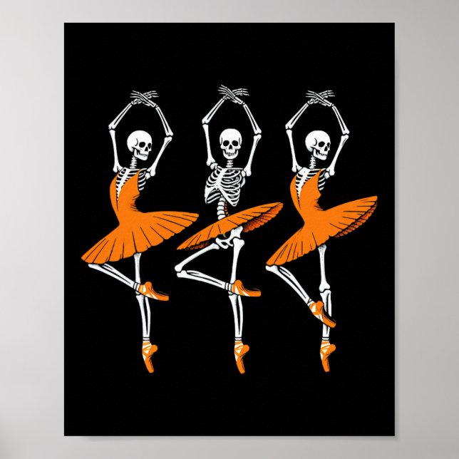 Funny Dancing Skeleton Ballerina Girl's Poster (Vorne)