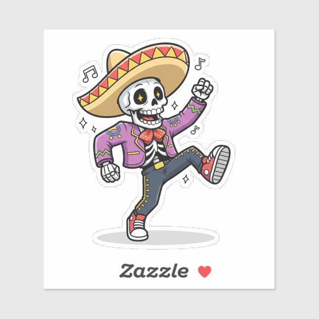 Funny Dancing Skeleton Custom-Cut Vinyl Sticker (Blatt)