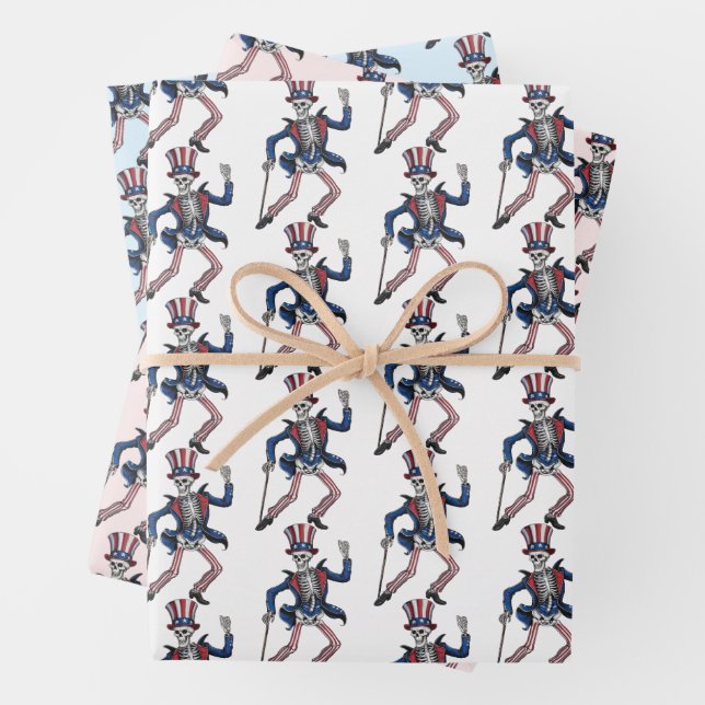 Funny Dancing Skeleton Geschenkpapier Set (Beispiel)