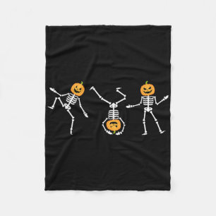Funny Dancing Skeleton Halloween Pumpkin Skelette Fleecedecke