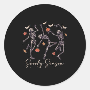 Funny Dancing Skeleton Halloween Pumpkin Soky Seas Runder Aufkleber