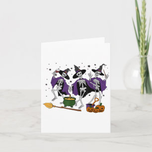 Funny Dancing Skeleton Hexe Halloween Weinhexe Karte