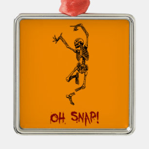 Funny Dancing Skeleton Oh Snap Silbernes Ornament