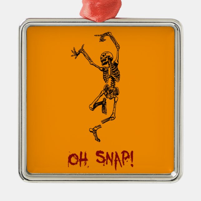 Funny Dancing Skeleton Oh Snap Silbernes Ornament (Vorne)