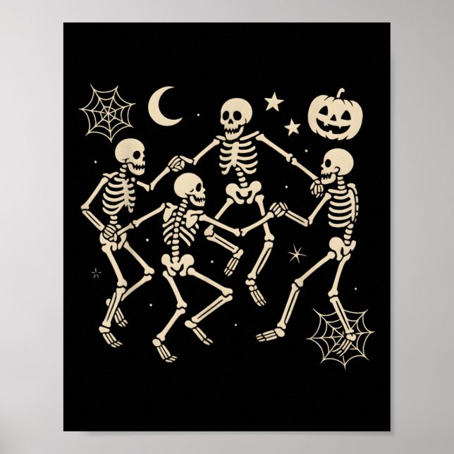 Funny Dancing Skeletons Dance Halloween Kostümbild Poster (Vorne)