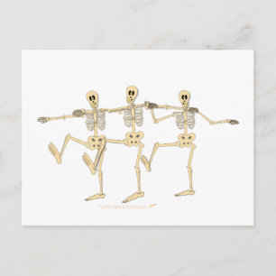 Funny Dancing Skeletts Halloween Cartoon Postkarte