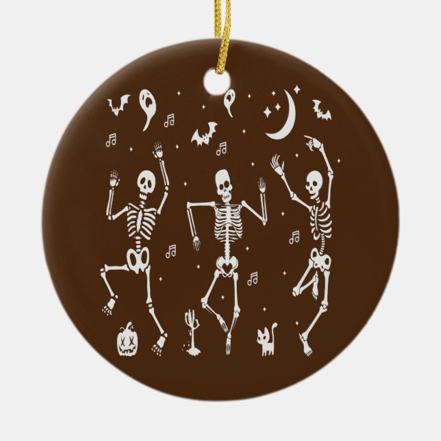 Funny Dancing Skeletts Knochen Kostüme Extravagant Keramik Ornament (Vorne)