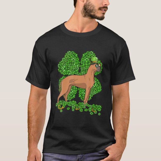 Funny Dane Dog Kleeblatt St Patricks Day T-Shirt (Vorderseite)
