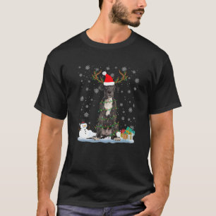 Funny Dane Dog Ugly Sweater Christmas Lights Premi T-Shirt