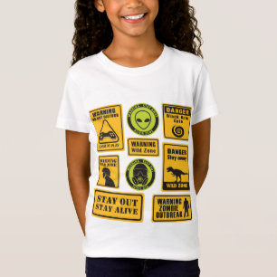Funny Danger Zone Signs I Kids Adventure Shirt
