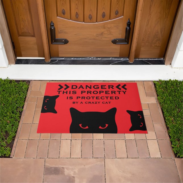 Funny Dangerous Cat Doormat Fußmatte (Außenbereich)