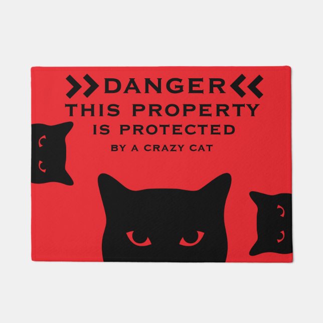 Funny Dangerous Cat Doormat Fußmatte (Vorderseite)
