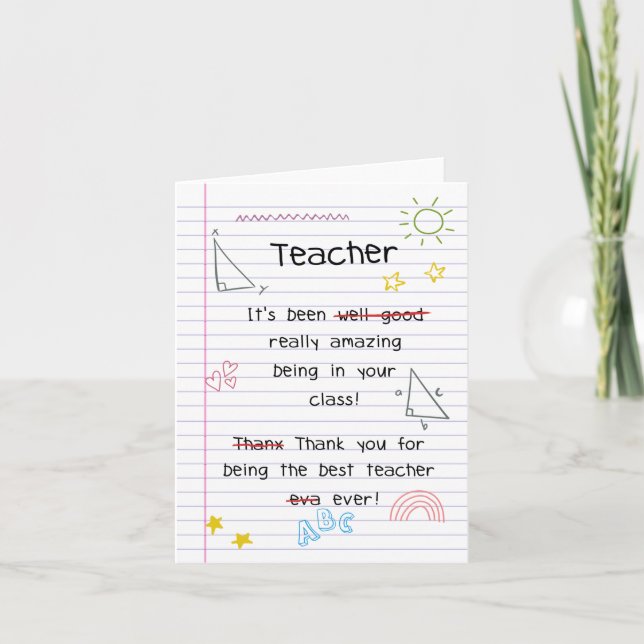 Funny Danke Teacher Card Karte (Vorderseite)