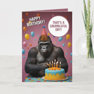 Funny Dark Pink Gorilla Geburtstag Karte