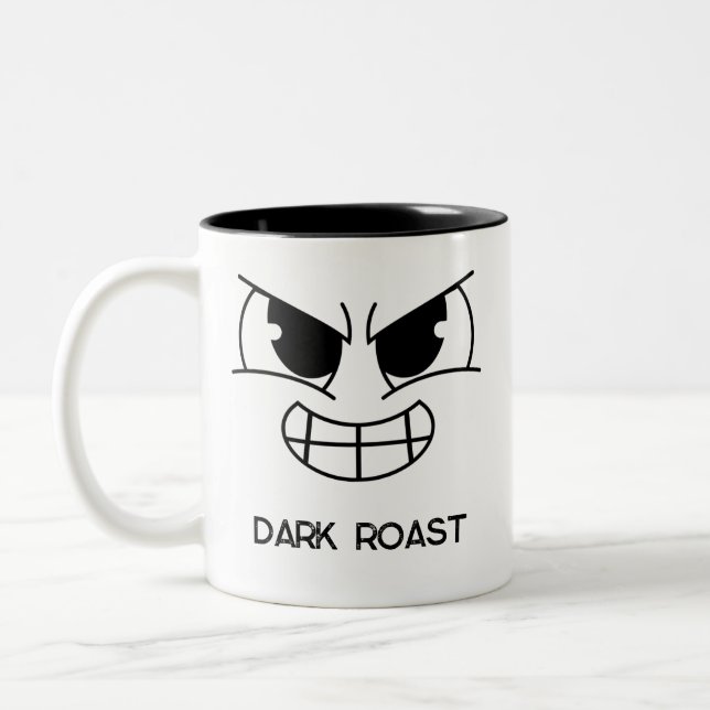 Funny Dark Roast Evil Face Tasse (Links)