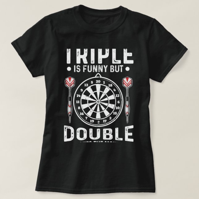 Funny Dart Bekleidung für Damen und Herren Darts P T-Shirt (Design vorne)