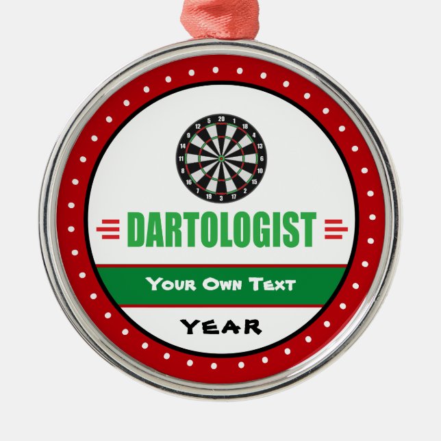 Funny Dart Game Lover Silbernes Ornament (Vorne)