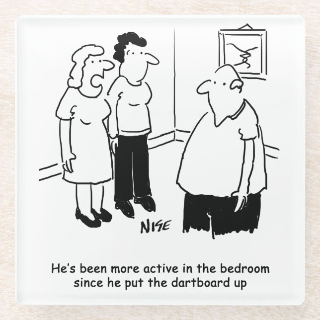 Funny Dart Player Geschenk. Funny Glasuntersetzer (Vorderseite)