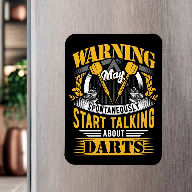 Funny Dart Warning - Dart Player Magnet (Von Creator hochgeladen)